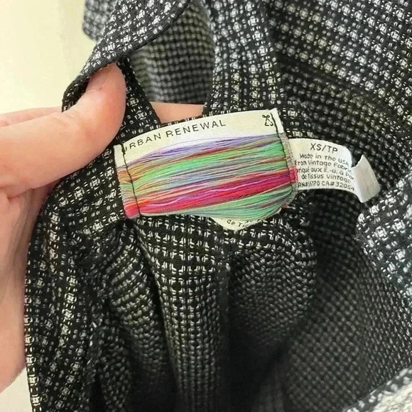 UO Urban Renewal Suspender Romper XS pinafore shorts black white overalls - Picture 5 of 8